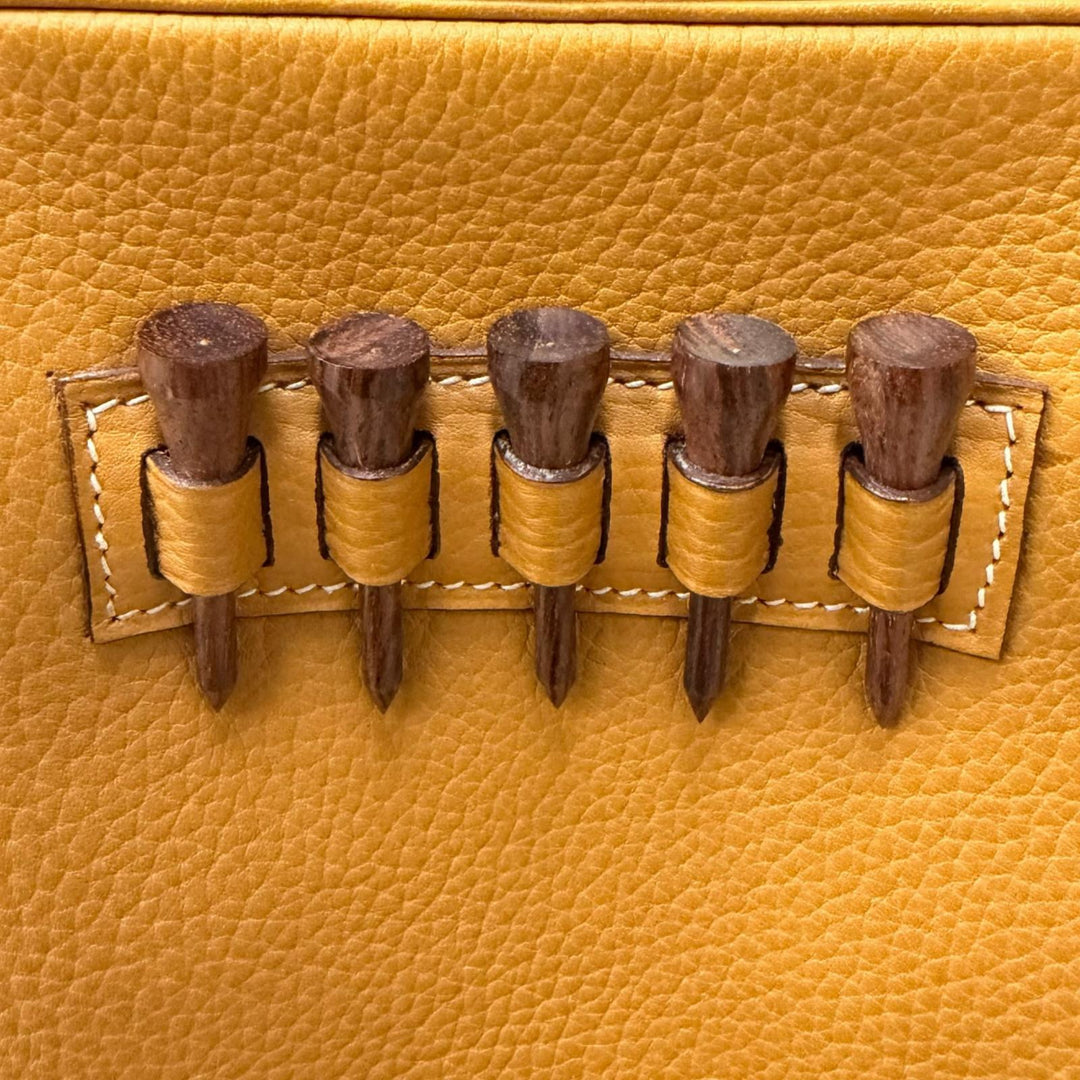 美品□HERMES エルメス ヴィンテージ レザー ゴルフバッグ キャディバッグ 希少 ネイビー ライトブラウン フランス製 メンズ