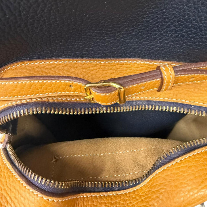 美品□HERMES エルメス ヴィンテージ レザー ゴルフバッグ キャディバッグ 希少 ネイビー ライトブラウン フランス製 メンズ