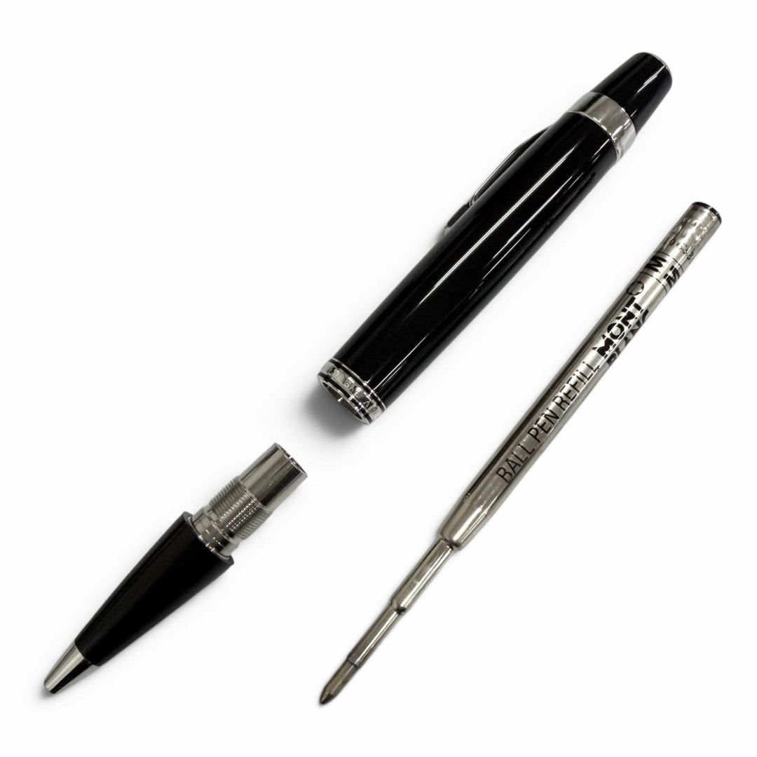 極美品□MONTBLANC モンブラン BOHEME ボエム ブラックジェムストーン ボールペン ブラック シルバー ドイツ製 メンズ 筆記確認済み