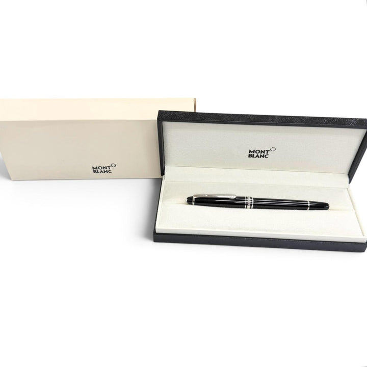 極美品□MONTBLANC モンブラン プラチナライン ローラーボール キャップ式 ボールペン ブラック シルバー ドイツ製 メンズ 筆記確認済