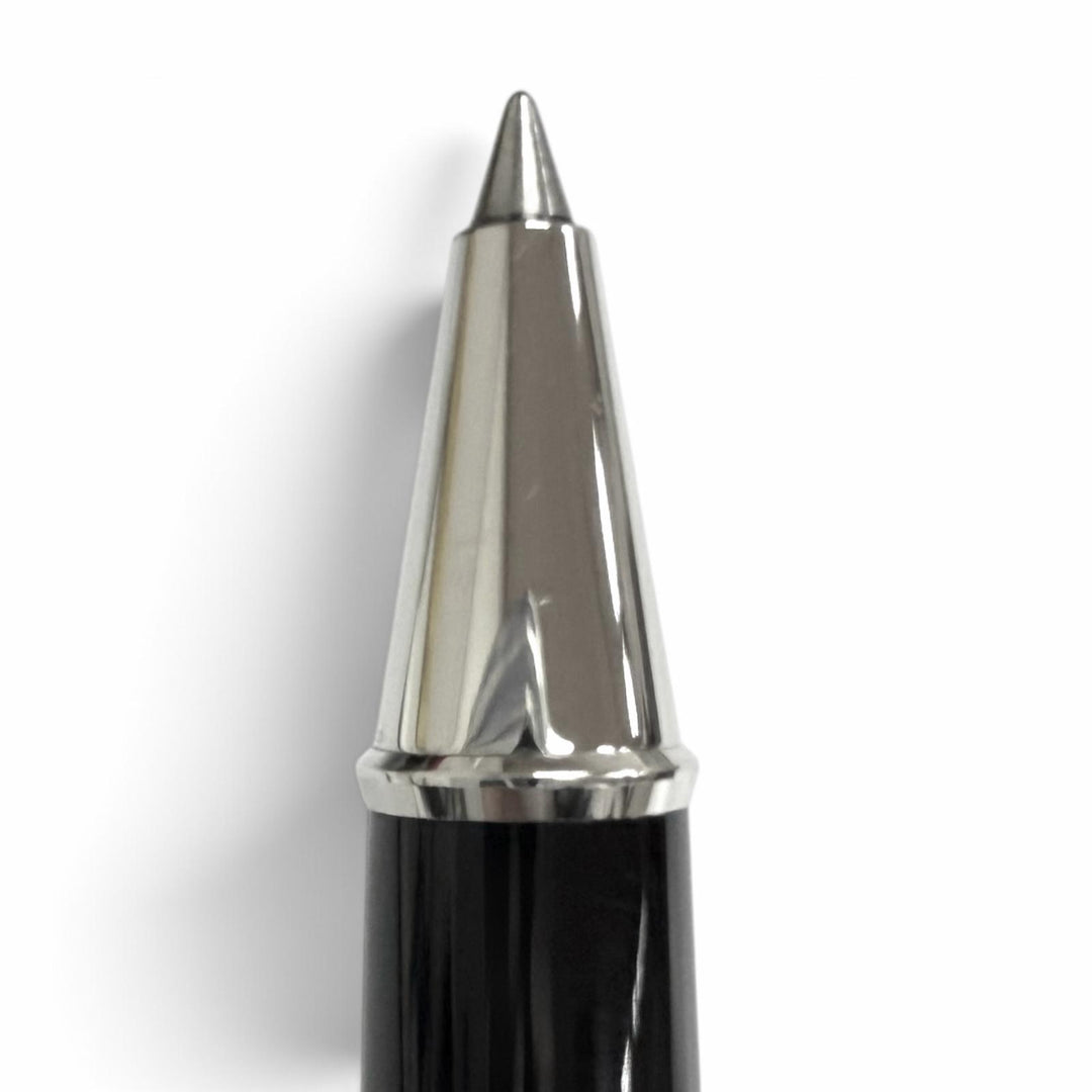 極美品□MONTBLANC モンブラン プラチナライン ローラーボール キャップ式 ボールペン ブラック シルバー ドイツ製 メンズ 筆記確認済
