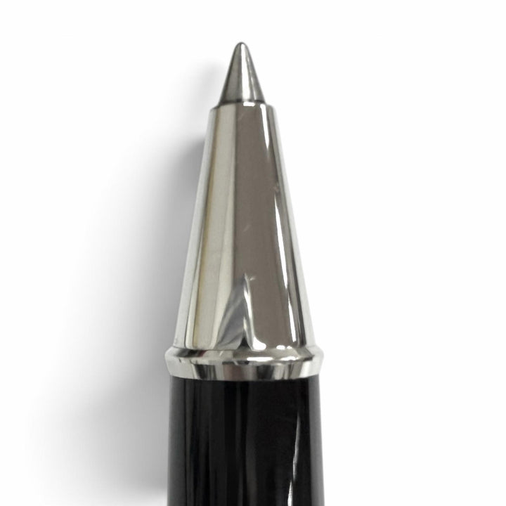 極美品□MONTBLANC モンブラン プラチナライン ローラーボール キャップ式 ボールペン ブラック シルバー ドイツ製 メンズ 筆記確認済