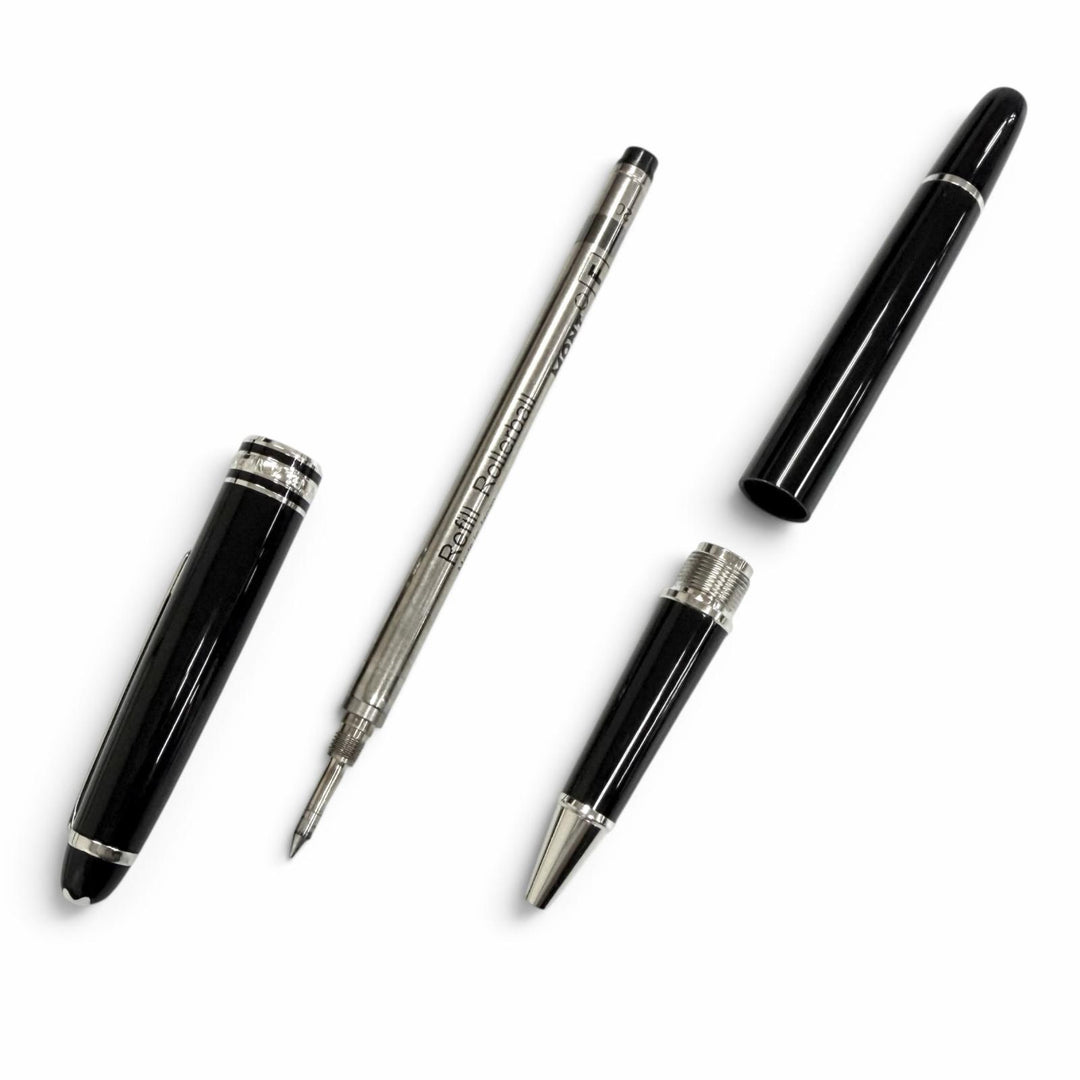 極美品□MONTBLANC モンブラン プラチナライン ローラーボール キャップ式 ボールペン ブラック シルバー ドイツ製 メンズ 筆記確認済