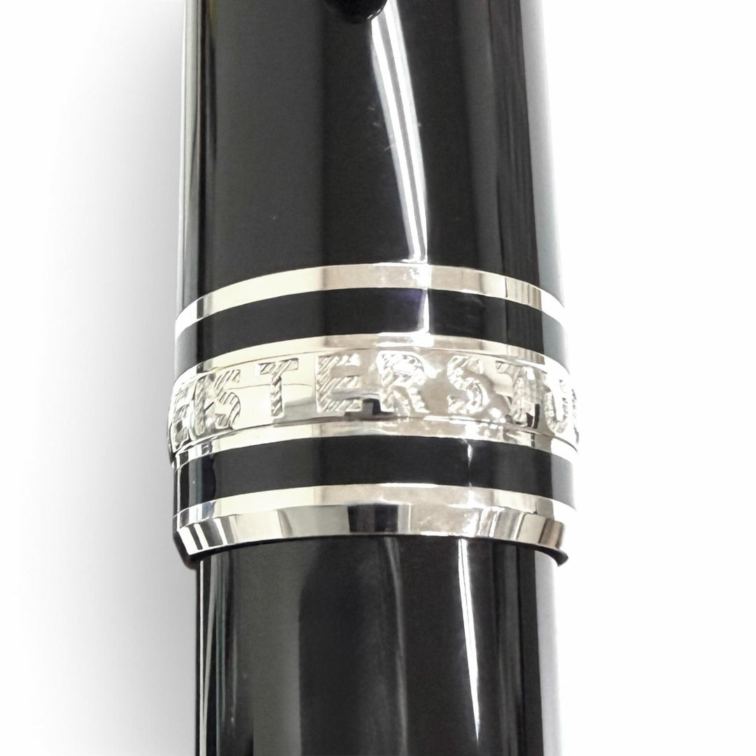 極美品□MONTBLANC モンブラン プラチナライン ローラーボール キャップ式 ボールペン ブラック シルバー ドイツ製 メンズ 筆記確認済