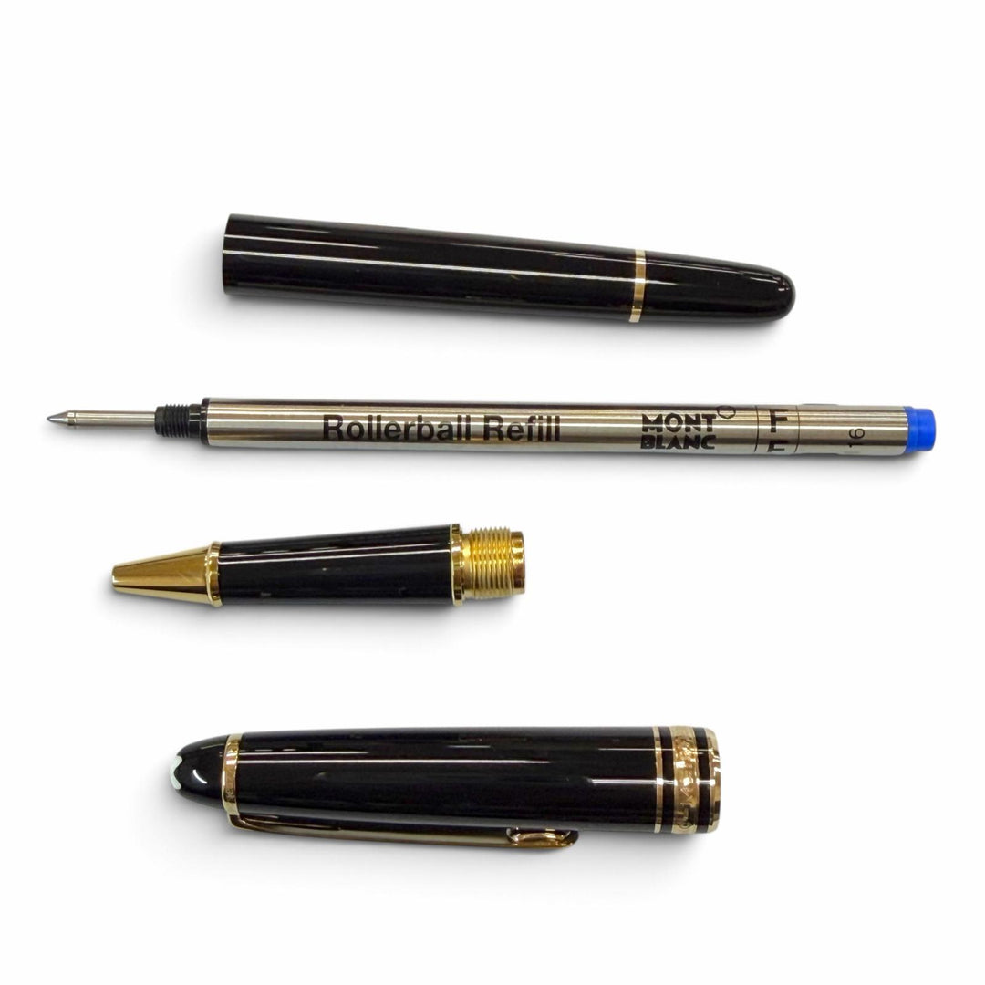 極美品▼MONTBLANC モンブラン マイスターシュテュック クラシック ホワイトスター ローラーボール ボールペン ブラック ゴールド 筆記◎