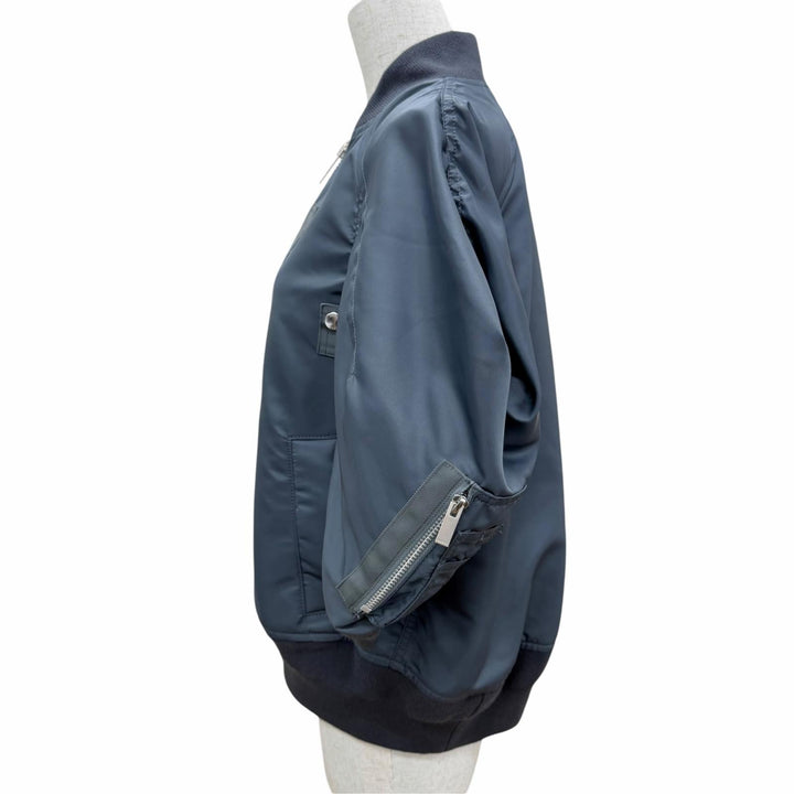 極美品☆Sacai サカイ 25-07672 Nylon Twill Blouson 中綿入り ZIP UP ボンバージャケット グレー系 1 日本製 正規品 レディース