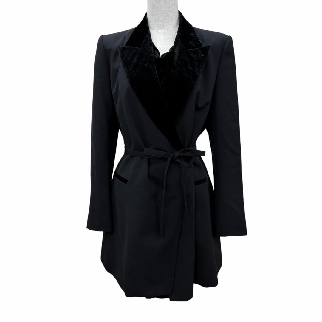未使用品☆Jean Paul Gaultier FEMME ジャンポールゴルチエファム ウール100％ ベルベット切替デザイン ジャケット ブラック 40 正規品