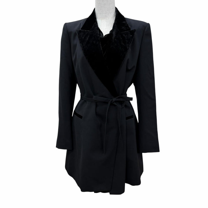 未使用品☆Jean Paul Gaultier FEMME ジャンポールゴルチエファム ウール100％ ベルベット切替デザイン ジャケット ブラック 40 正規品