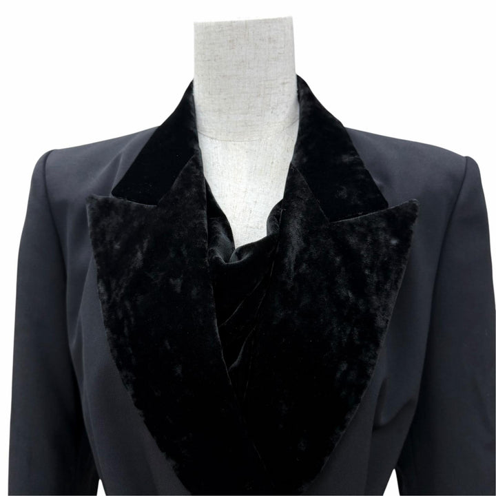 未使用品☆Jean Paul Gaultier FEMME ジャンポールゴルチエファム ウール100％ ベルベット切替デザイン ジャケット ブラック 40 正規品