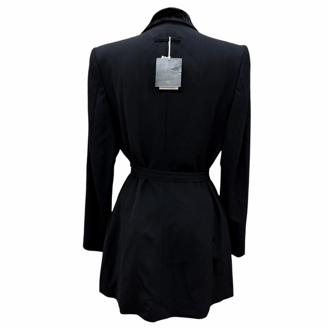 未使用品☆Jean Paul Gaultier FEMME ジャンポールゴルチエファム ウール100％ ベルベット切替デザイン ジャケット ブラック 40 正規品