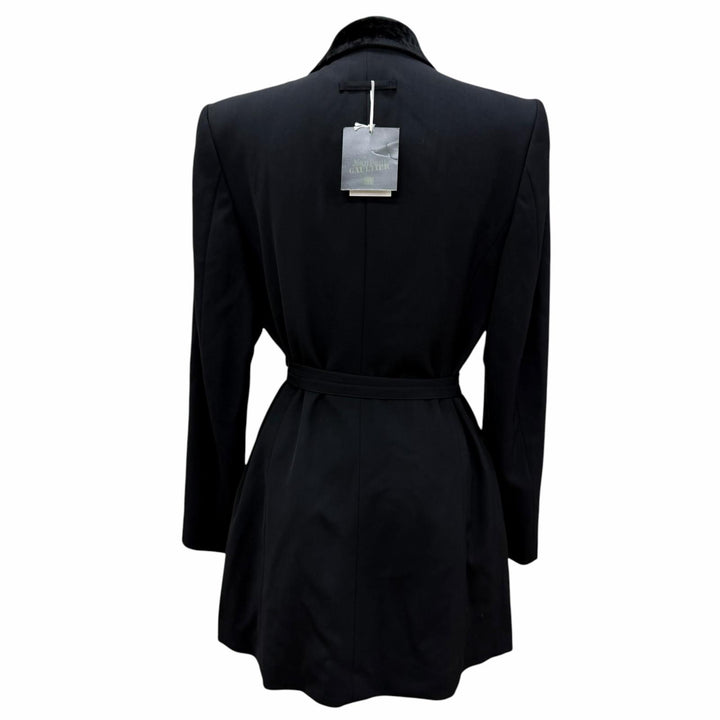 未使用品☆Jean Paul Gaultier FEMME ジャンポールゴルチエファム ウール100％ ベルベット切替デザイン ジャケット ブラック 40 正規品