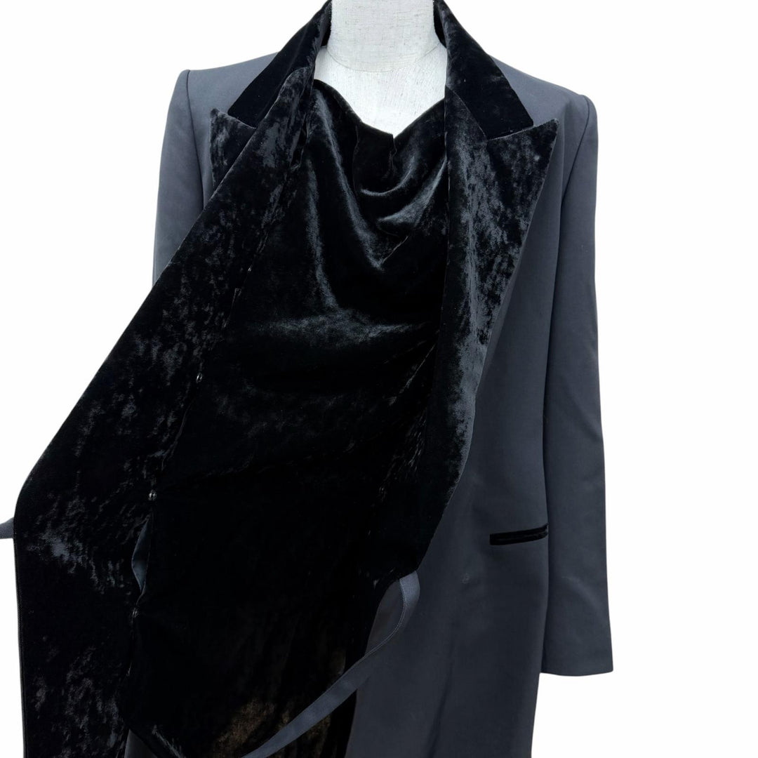 未使用品☆Jean Paul Gaultier FEMME ジャンポールゴルチエファム ウール100％ ベルベット切替デザイン ジャケット ブラック 40 正規品