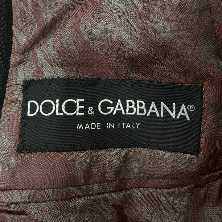 極美品□DOLCE&amp;GABBANA ドルチェ＆ガッバーナ G0078T 黒タグ ストライプ柄 襟ベルベット チェスターコート 黒 IT 48 イタリア製 正規品