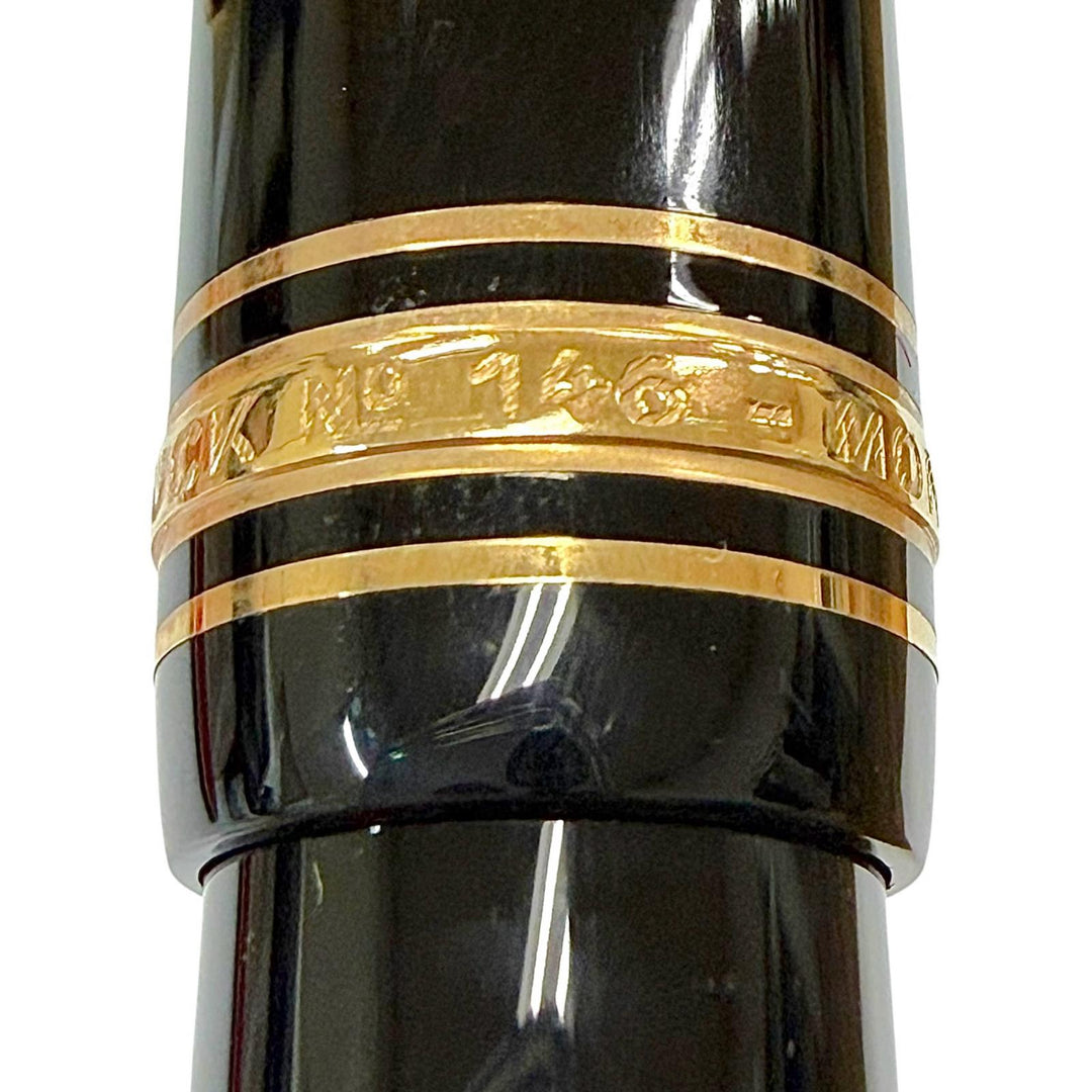 極美品▼MONTBLANC モンブラン マイスターシュテュック 146 ペン先14K EFニブ ホワイトスター 万年筆 ブラック ゴールド ドイツ製