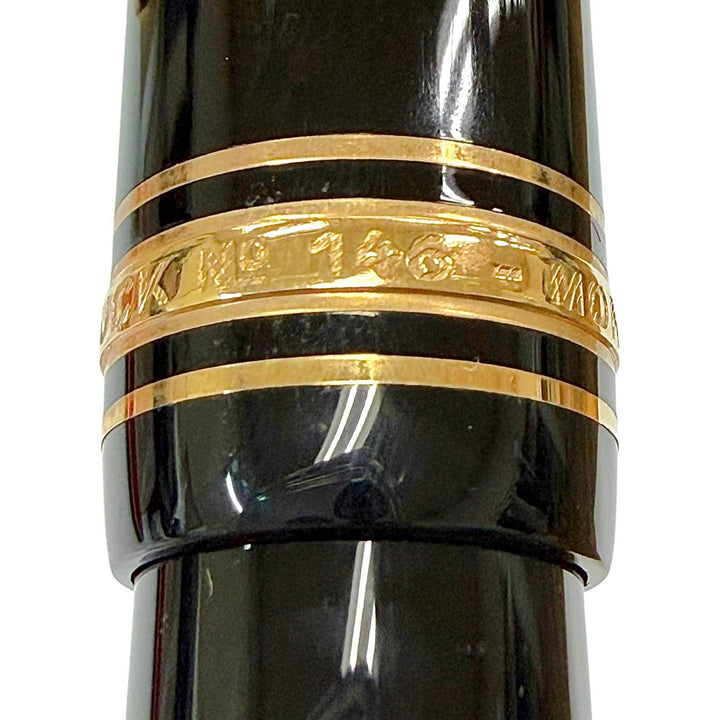 極美品▼MONTBLANC モンブラン マイスターシュテュック 146 ペン先14K EFニブ ホワイトスター 万年筆 ブラック ゴールド ドイツ製