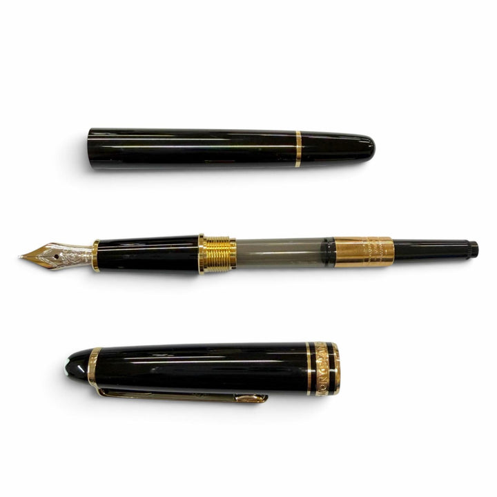 極美品▼MONTBLANC モンブラン マイスターシュテュック クラシック ペン先14K Fニブ ホワイトスター 万年筆 ブラック ゴールド ドイツ製