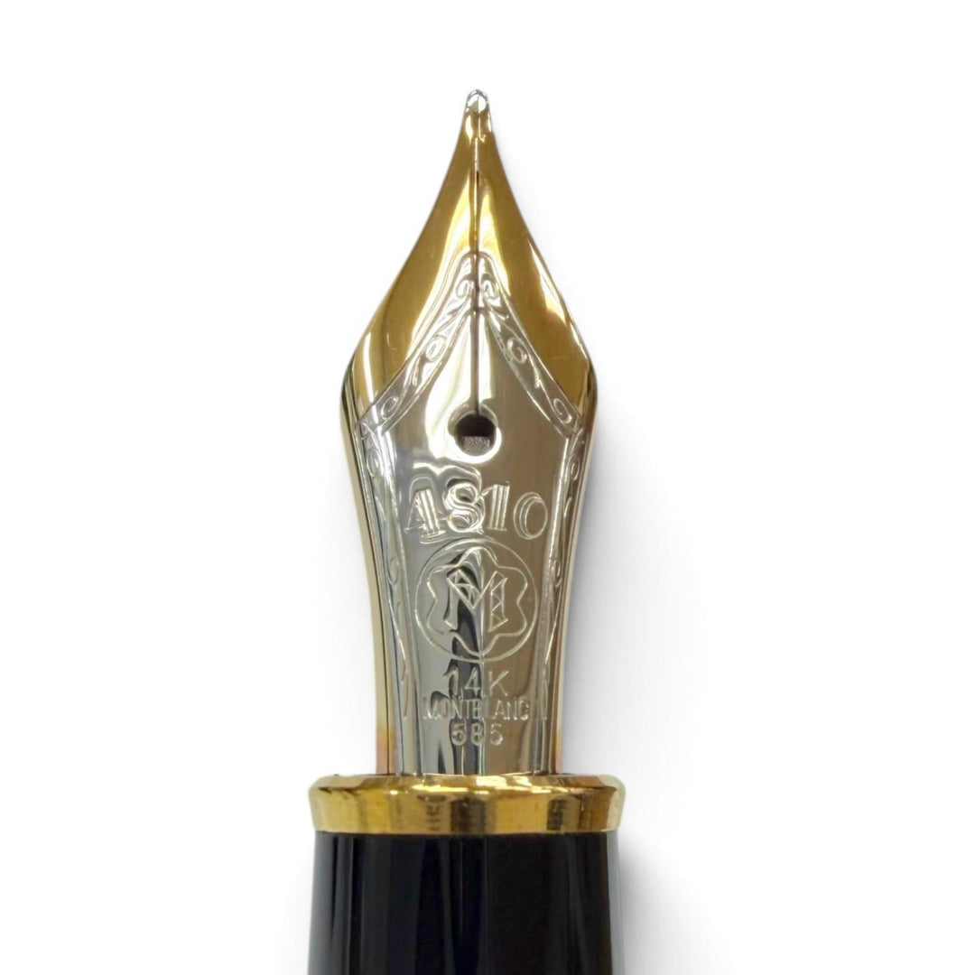 極美品▼MONTBLANC モンブラン マイスターシュテュック クラシック ペン先14K Fニブ ホワイトスター 万年筆 ブラック ゴールド ドイツ製