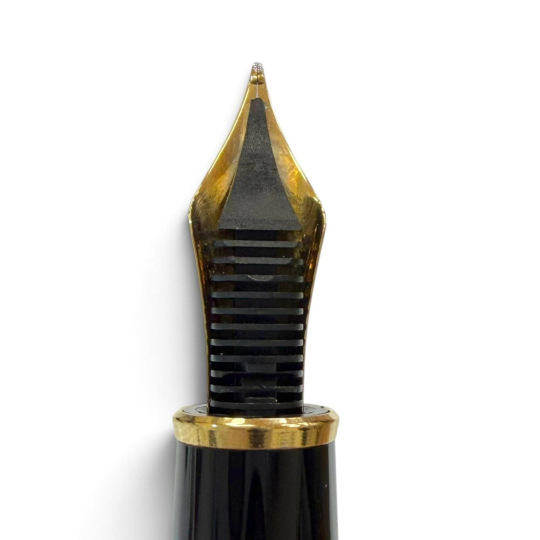 極美品▼MONTBLANC モンブラン マイスターシュテュック クラシック ペン先14K Fニブ ホワイトスター 万年筆 ブラック ゴールド ドイツ製