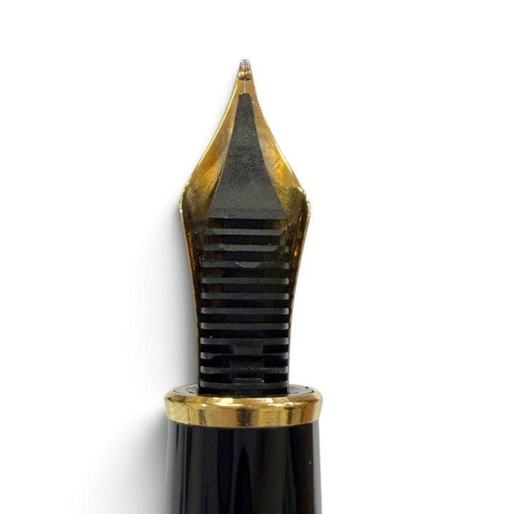 極美品▼MONTBLANC モンブラン マイスターシュテュック クラシック ペン先14K Fニブ ホワイトスター 万年筆 ブラック ゴールド ドイツ製