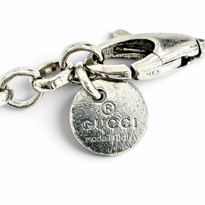 美品△GUCCI グッチ 455535 AG925 インターロッキングG アラベスク チェーンネックレス アクセサリー シルバー 伊製 重量7.4g レディース