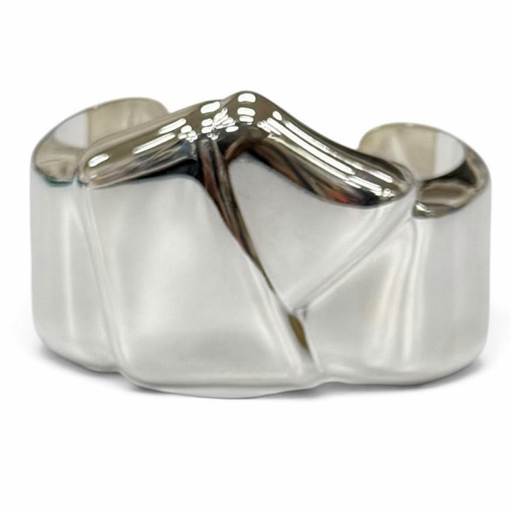 美品★TIFFANY&amp;Co. ティファニー ヴィンテージ エルサペレッティ 925 1978 リボン ボーンカフ バングル シルバー 重量55.1g 保存袋付き