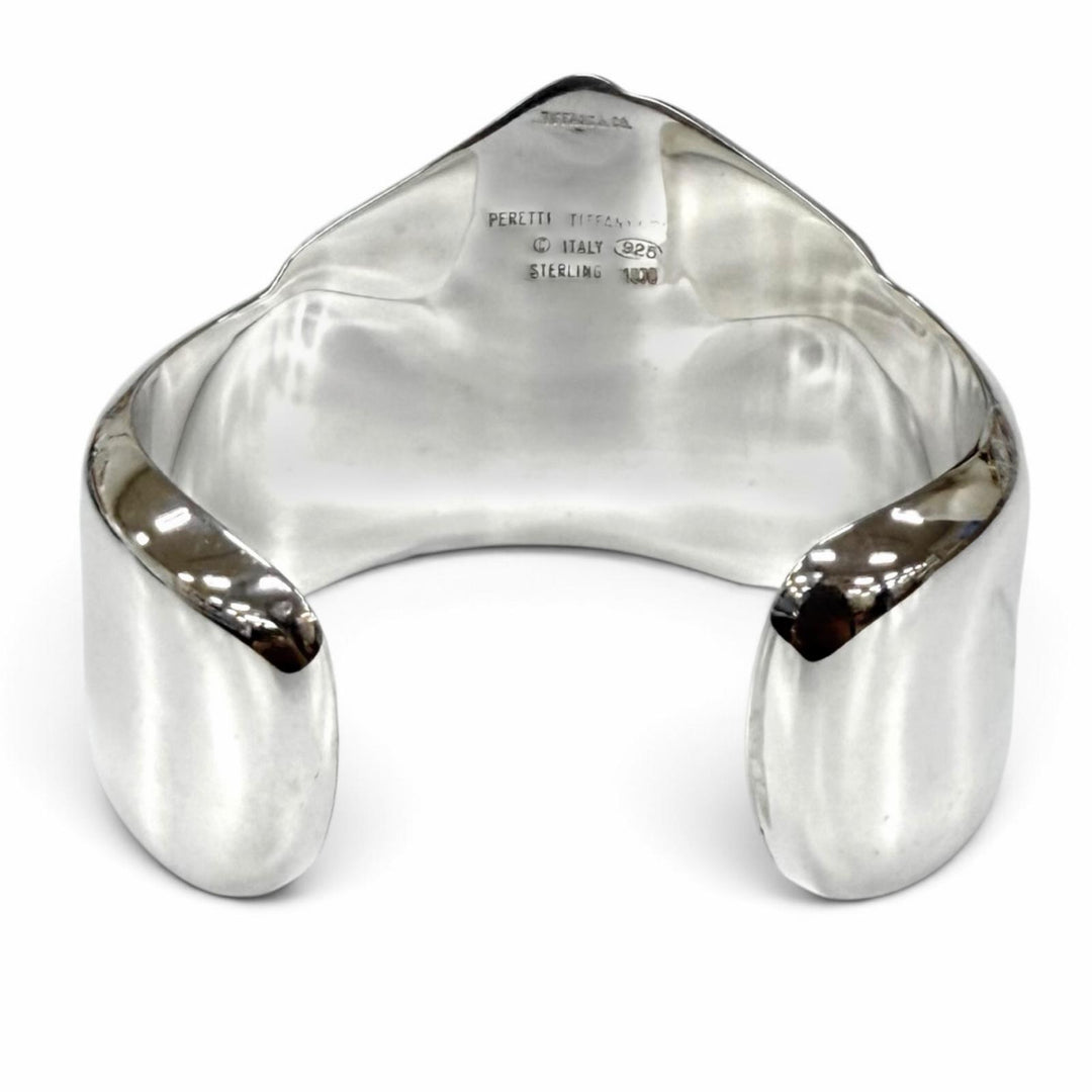 美品★TIFFANY&amp;Co. ティファニー ヴィンテージ エルサペレッティ 925 1978 リボン ボーンカフ バングル シルバー 重量55.1g 保存袋付き