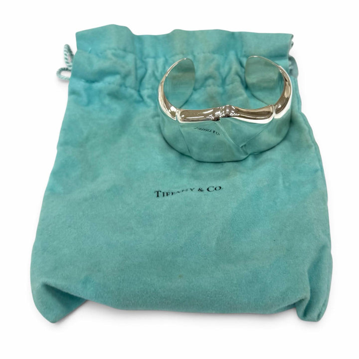 美品★TIFFANY&amp;Co. ティファニー ヴィンテージ エルサペレッティ 925 1978 リボン ボーンカフ バングル シルバー 重量55.1g 保存袋付き