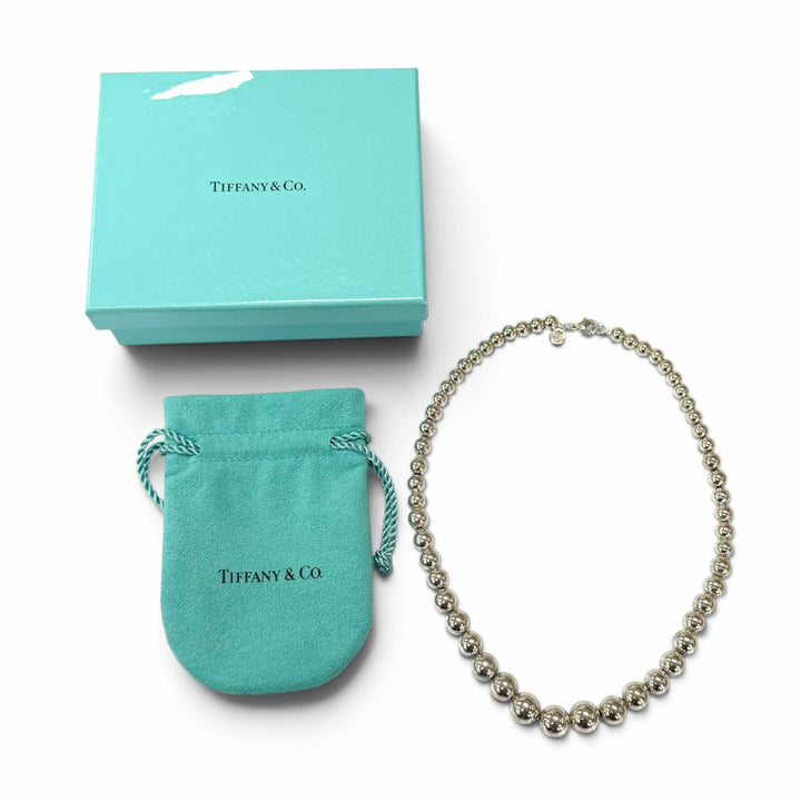 良品★TIFFANY&amp;Co. ティファニー ハードウェア グラジュエイテッド ボールネックレス 925 シルバー 重量27.5g レディース 保存袋付き