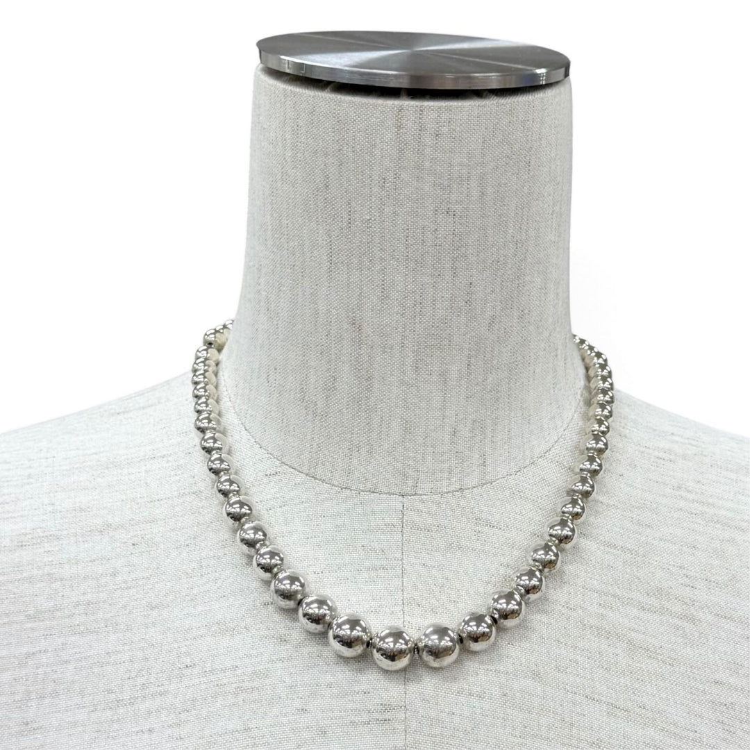 良品★TIFFANY&amp;Co. ティファニー ハードウェア グラジュエイテッド ボールネックレス 925 シルバー 重量27.5g レディース 保存袋付き