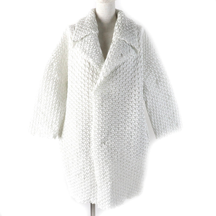 極美品△ISSEY MIYAKE イッセイミヤケ IM52FA521 スチームプリーツ コクーンコート ライトグレー 2 日本製 正規品 レディース