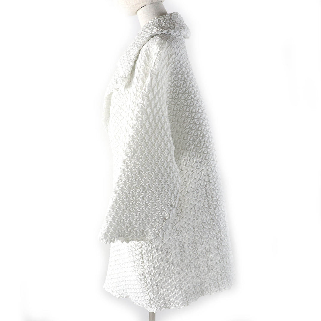 極美品△ISSEY MIYAKE イッセイミヤケ IM52FA521 スチームプリーツ コクーンコート ライトグレー 2 日本製 正規品 レディース