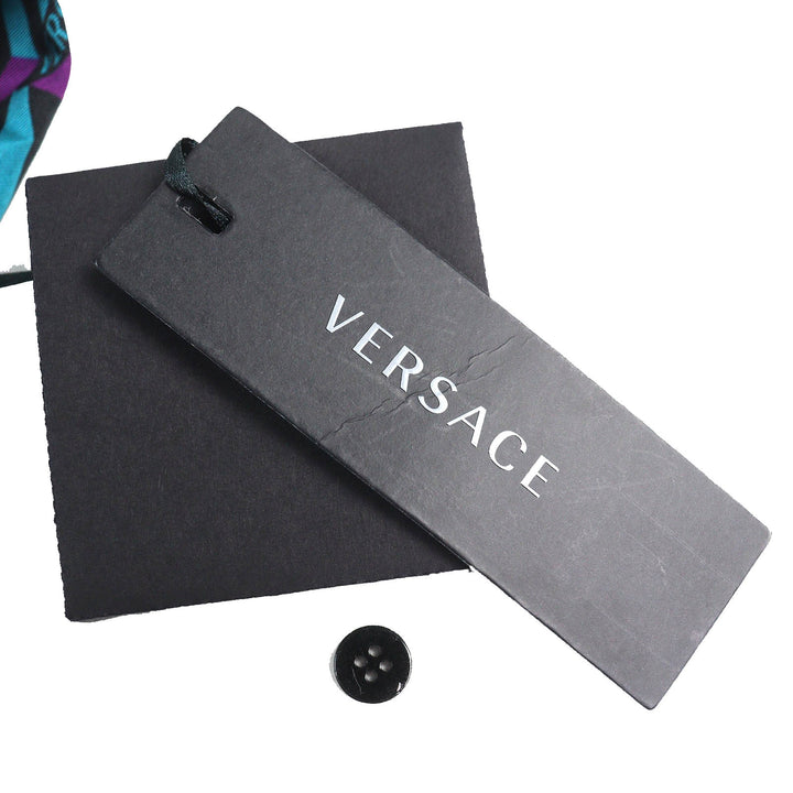 未使用品△VERSACE ヴェルサーチ 2022年製 1005376 1A02923 ラ・グレカ シルクパジャマトップ オーバーサイズ 長袖シャツ 3 伊製 正規品
