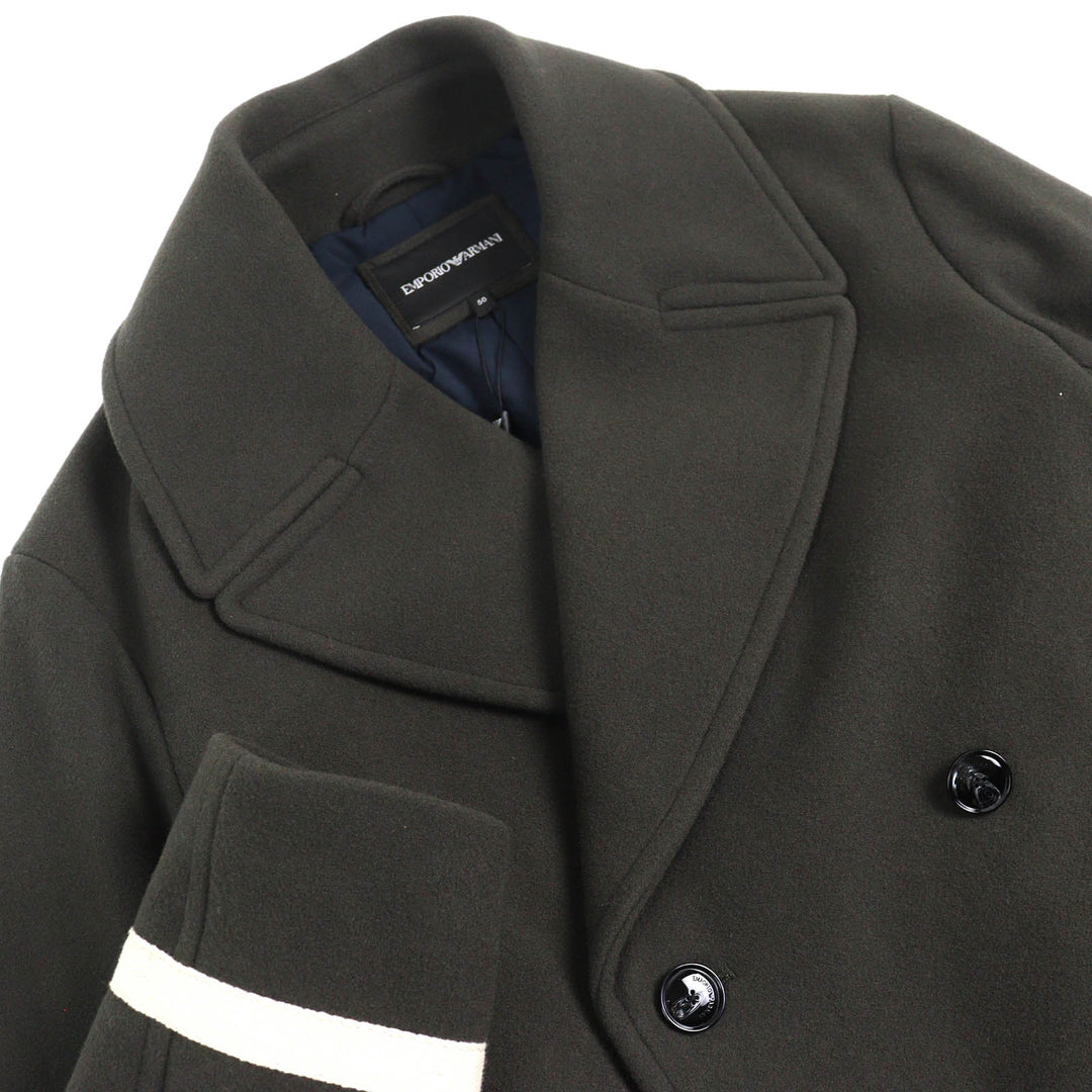 未使用品△EMPORIO ARMANI エンポリオ アルマーニ 黒タグ 2021年 6K1L80 テープデザイン ロゴボタン ダブルブレストコート 50 正規品