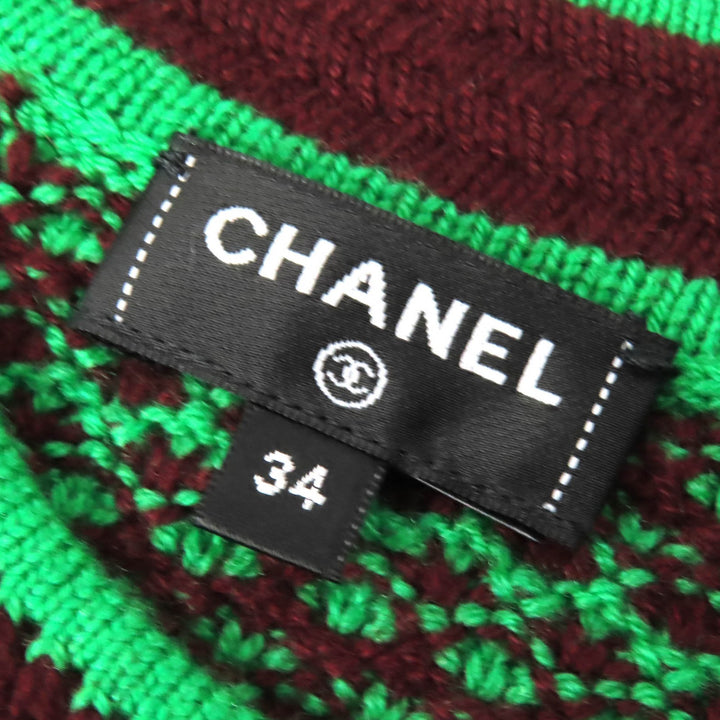 未使用品△CHANEL シャネル 23A P75435 カシミヤ100％ ココマークボタン 総柄 クルーネック ノースリーブ ニット ワンピース 34 正規品