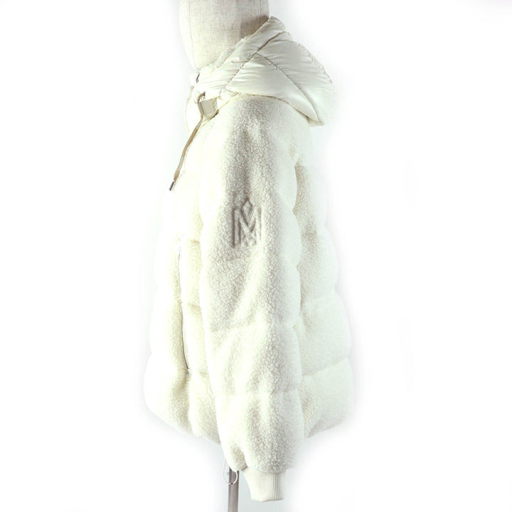 未使用品△MACKAGE マッカージュ 24AW 11542256 EDANA-TD エダナ ロゴ刺繍 フード付き ボア ダウンジャケット クリーム L ガーメント付き