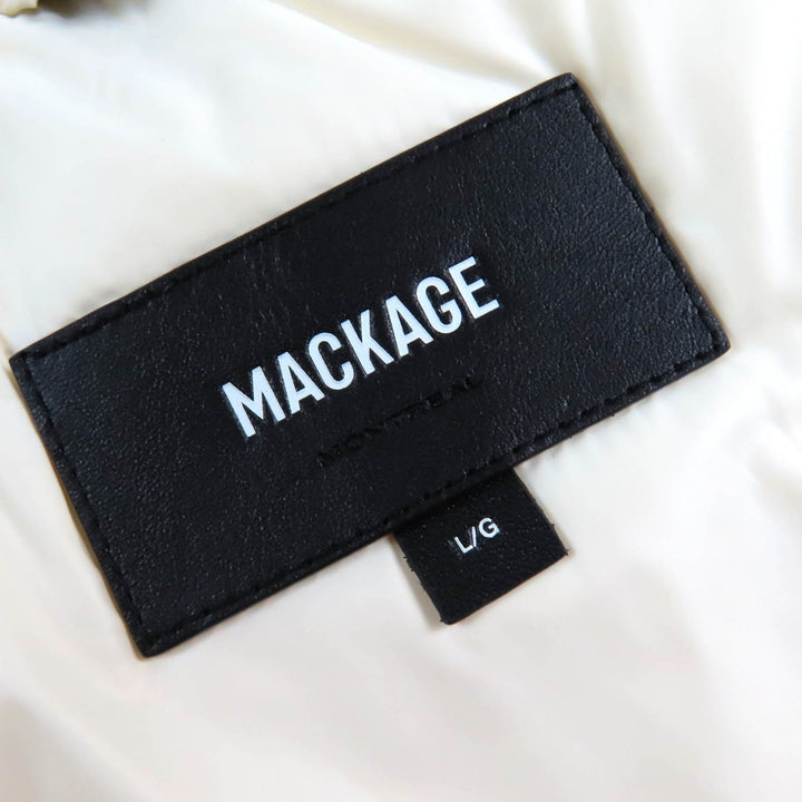 未使用品△MACKAGE マッカージュ 24AW 11542256 EDANA-TD エダナ ロゴ刺繍 フード付き ボア ダウンジャケット クリーム L ガーメント付き