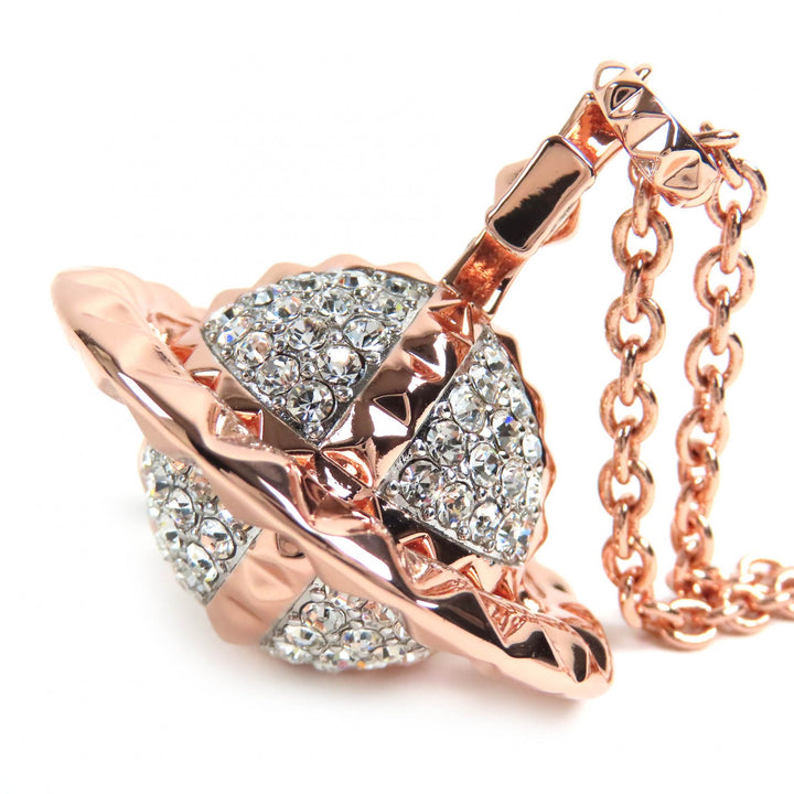 極美品△Vivienne Westwood ヴィヴィアンウエストウッド メイフェア ラージ オーブペンダント ラインストーン ネックレス ピンクゴールド