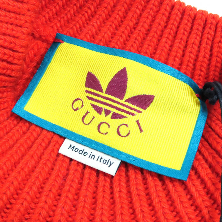 未使用品△GUCCI×adidas グッチ×アディダス 717722 ウール モヘア インターロッキングG ウェブライン ケーブルニット XS 伊製 正規品