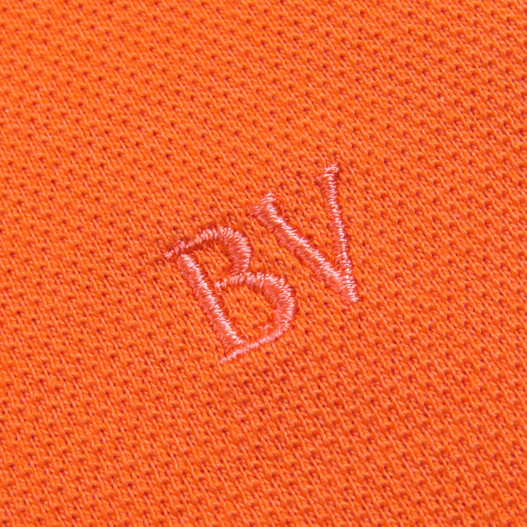 未使用品△BOTTEGAVENETA ボッテガヴェネタ 2022年 744239 コットン100％ ロゴ刺繍 半袖ポロシャツ オレンジ L イタリア製 正規品 メンズ