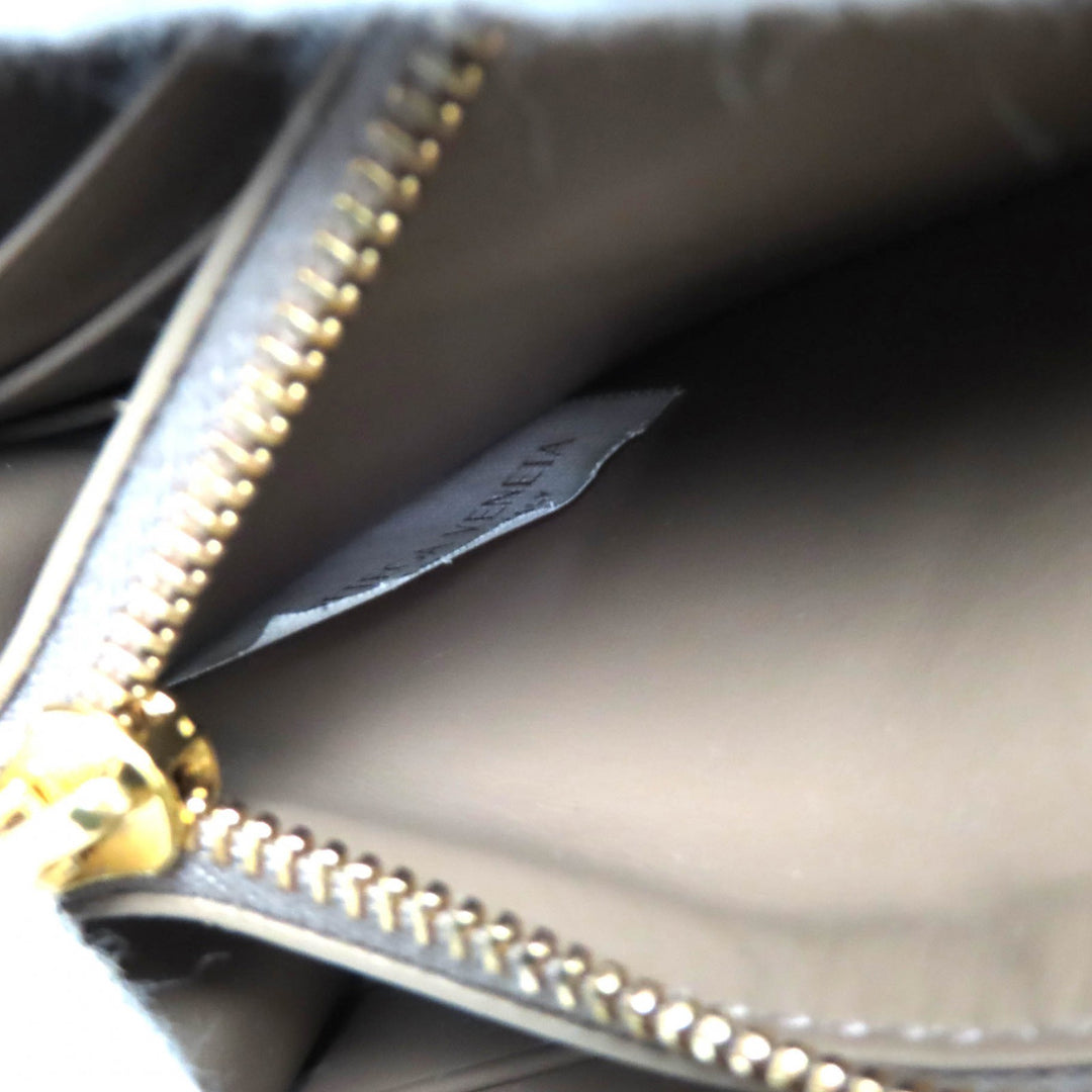 極美品△BOTTEGAVENETA ボッテガヴェネタ イントレチャート フラップ ウォレット 二つ折り レザー 長財布 ブラウン 保存袋付 伊製 メンズ