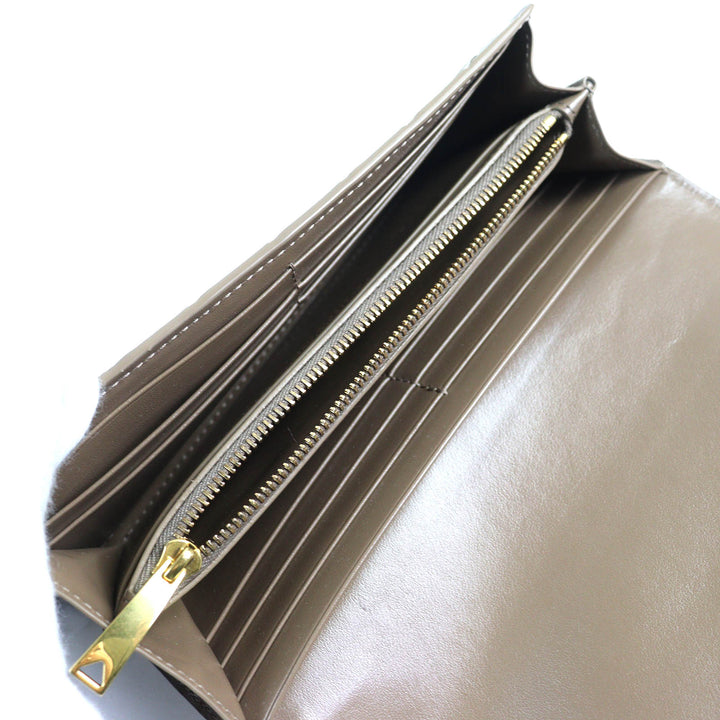 極美品△BOTTEGAVENETA ボッテガヴェネタ イントレチャート フラップ ウォレット 二つ折り レザー 長財布 ブラウン 保存袋付 伊製 メンズ