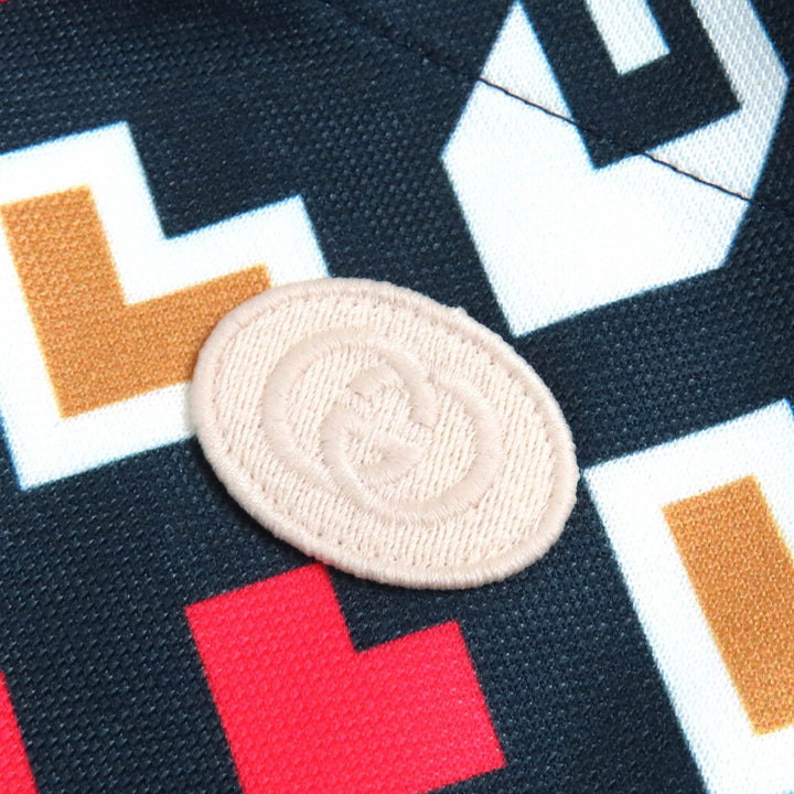 未使用品△GUCCI グッチ 23AW 752639 総柄デザイン ハーフパンツ ショートパンツ ネイビー ホワイト レッド XS 箱付き イタリア製 正規品