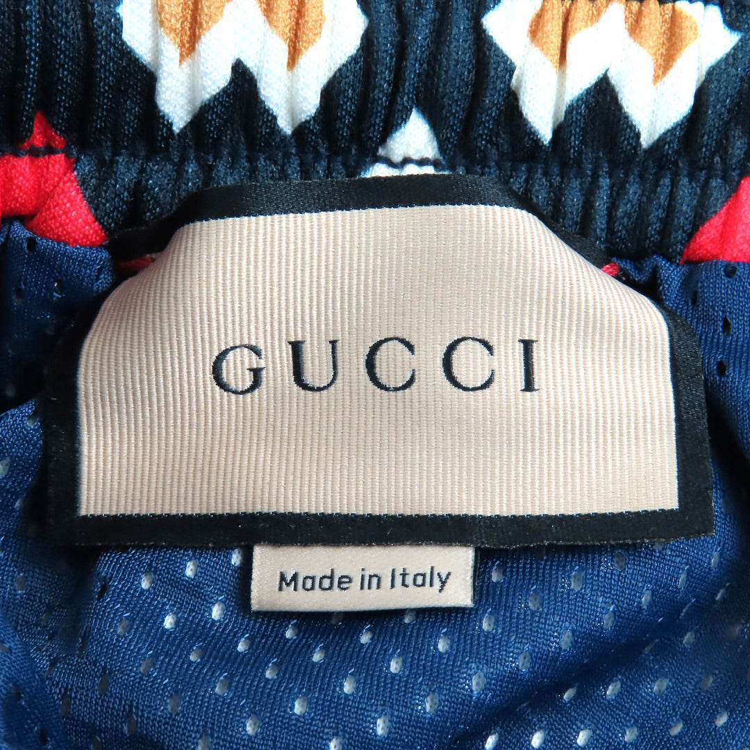 未使用品△GUCCI グッチ 23AW 752639 総柄デザイン ハーフパンツ ショートパンツ ネイビー ホワイト レッド XS 箱付き イタリア製 正規品