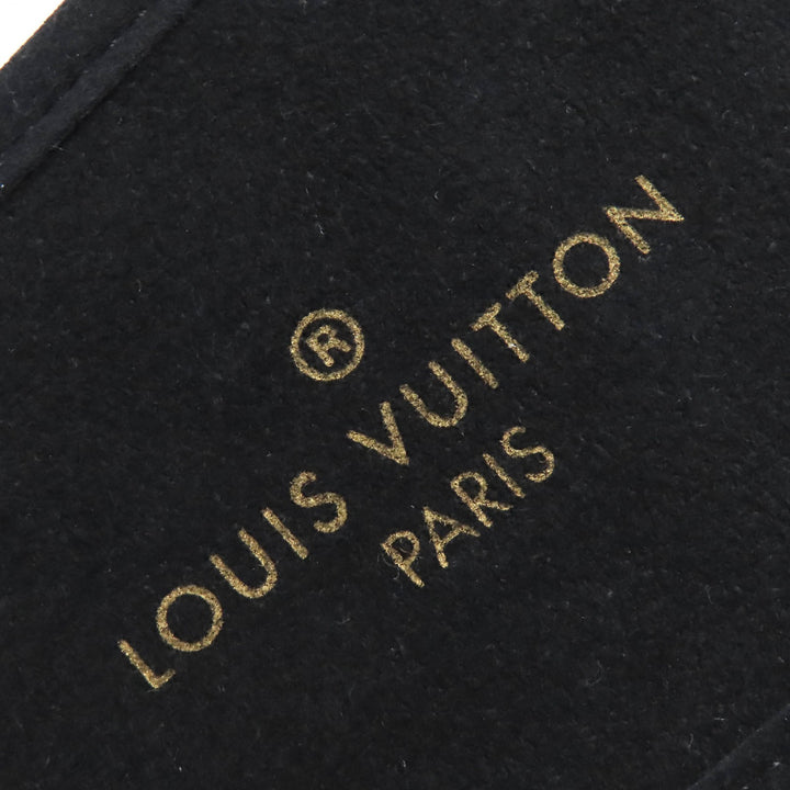 極美品△LOUIS VUITTON ルイヴィトン LVスイートライン ロゴ刺繍 サテン スリッパ ルームシューズ ブラック 38-39 保存袋付き イタリア製