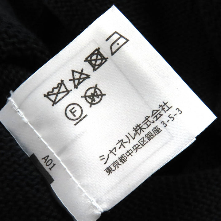 美品△CHANEL シャネル P58547 コットン100％ クリアココマークボタン 透かし編み Vネック ニット ワンピース ネイビー 34 伊製 正規品