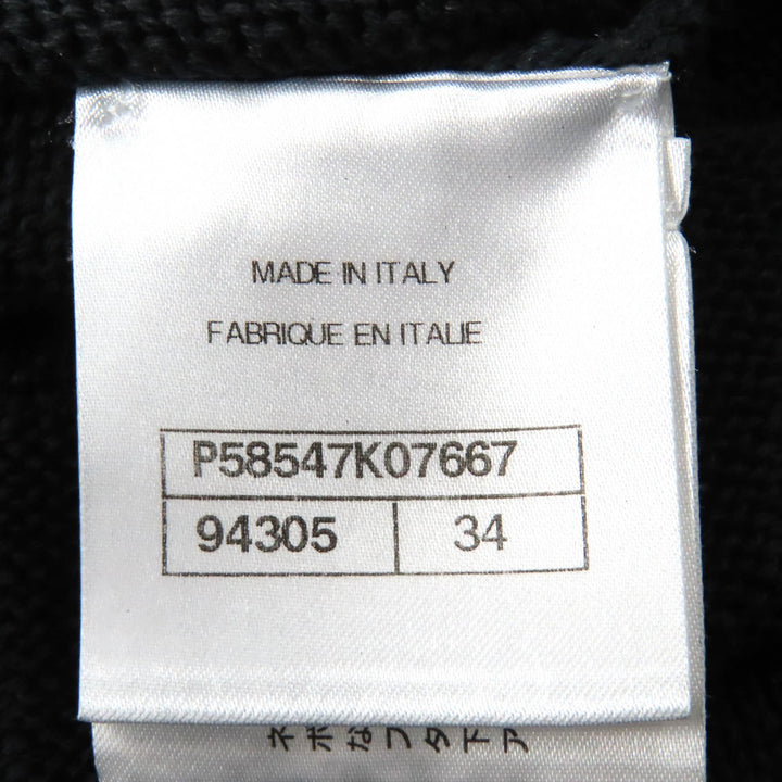 美品△CHANEL シャネル P58547 コットン100％ クリアココマークボタン 透かし編み Vネック ニット ワンピース ネイビー 34 伊製 正規品