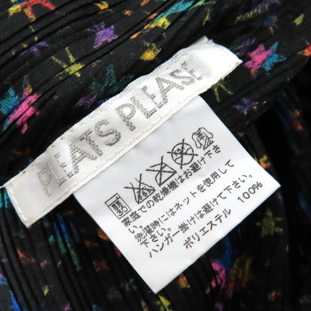 極美品△PLEATS PLEASE プリーツプリーズ イッセイミヤケ PP23-FH345 スヌード付き 星柄 総柄 半袖 ワンピース マルチカラー 3 正規品