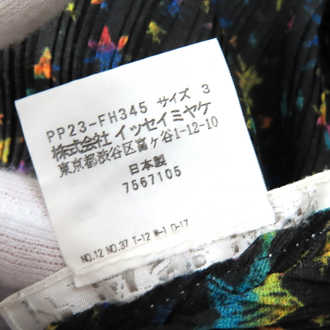 極美品△PLEATS PLEASE プリーツプリーズ イッセイミヤケ PP23-FH345 スヌード付き 星柄 総柄 半袖 ワンピース マルチカラー 3 正規品