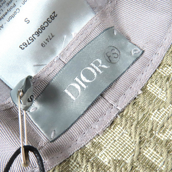 美品△DIOR ディオール オム 293C906J5763 コットン オブリーク 総柄 ロゴローラーバックル付 ジャガード バケットハット 帽子 S 正規品