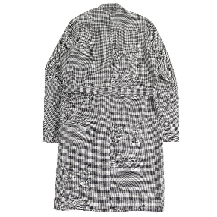 美品△DIOR ディオール オム 933C307A4602 ウール100％ CDロゴベルト付き 千鳥格子柄 ロング コート ブラック ホワイト 44 正規品 メンズ